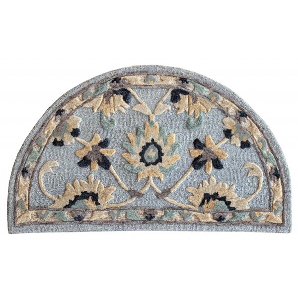 Palacedesigns 2 x 4 ft. Blue & Beige Floral Hearth Rug - PA2627853