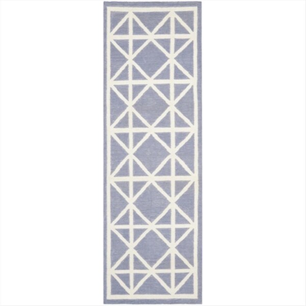 Safavieh 2 ft. -6 in. x 4 ft. Runner Contemporary Dhurries- Purple and Ivory- Hand Woven Rug - DHU558B-24