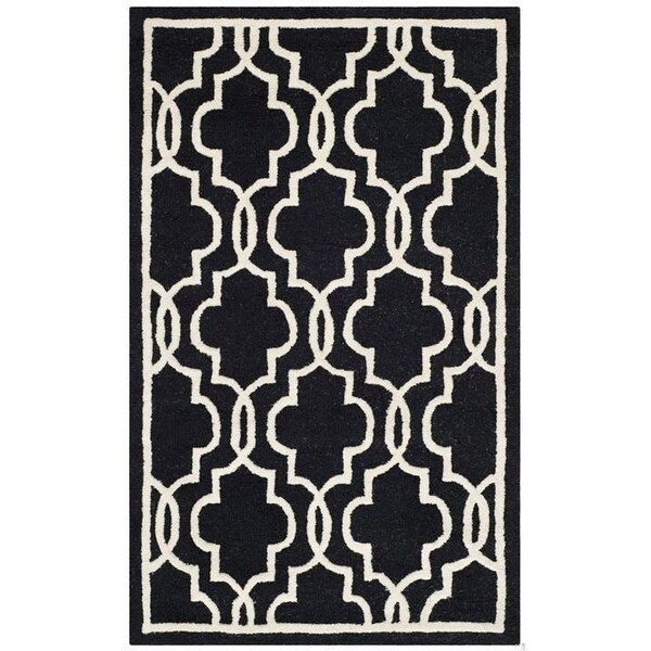 Safavieh Cambridge Hand Tufted Runner Rug- Black - Ivory- 2 ft. 6 in. x 6 ft. - CAM131E-26