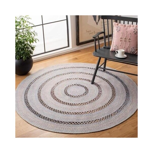 Safavieh 4 x 4 ft. Cape Cod Round Area Rug, Pink & Grey - CAP221U-4R