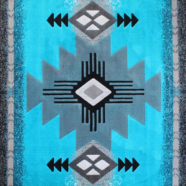 Flash Furniture 8x10 Turquoise Rustic Southwest Style Area Rug - ACD-RGC318-810-TQ-GG