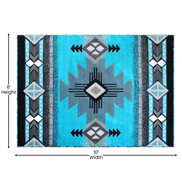 Flash Furniture 8x10 Turquoise Rustic Southwest Style Area Rug - ACD-RGC318-810-TQ-GG