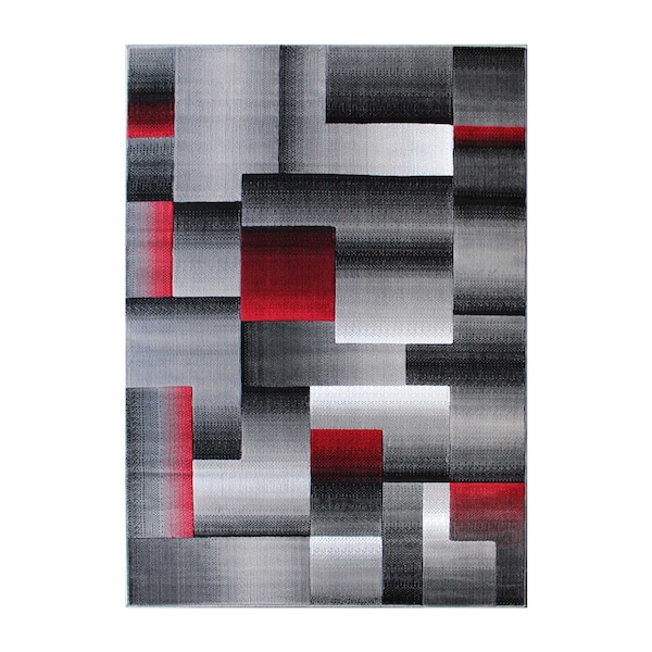 Flash Furniture Red 8' x 10' Modern Color Blocked Area Rug - ACD-RGTRZ861-810-RD-GG