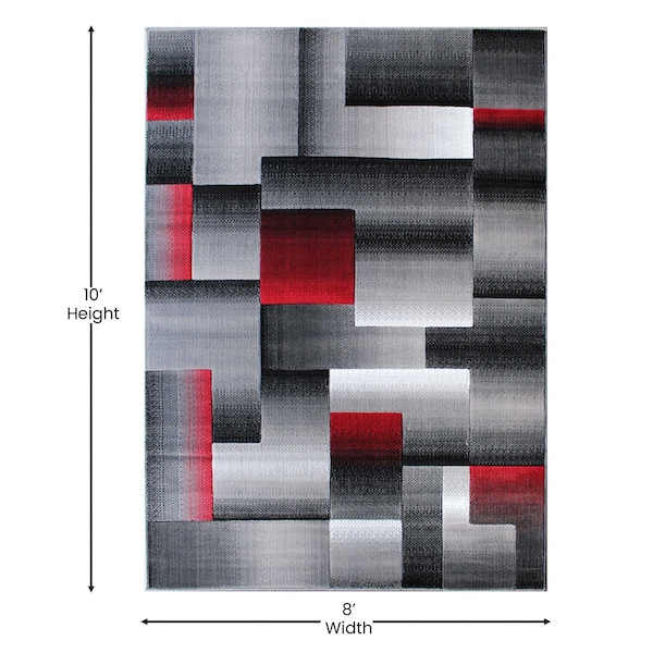 Flash Furniture Red 8' x 10' Modern Color Blocked Area Rug - ACD-RGTRZ861-810-RD-GG