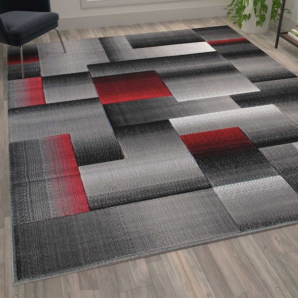 Flash Furniture Red 8' x 10' Modern Color Blocked Area Rug - ACD-RGTRZ861-810-RD-GG