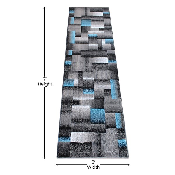 Flash Furniture Blue 2' x 7' Modern Color Blocked Area Rug - ACD-RGTRZ861-27-BL-GG