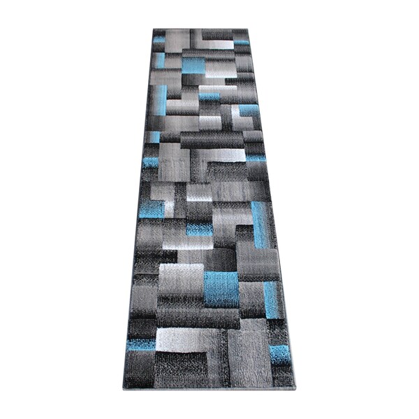 Flash Furniture Blue 2' x 7' Modern Color Blocked Area Rug - ACD-RGTRZ861-27-BL-GG