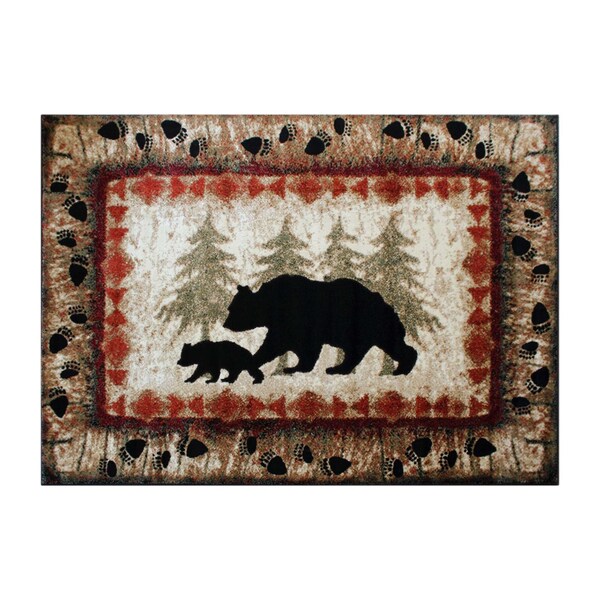 Flash Furniture 4' x 5' Brown Rustic Bear and Cub Olefin Area Rug - KP-RGB3940-45-BN-GG