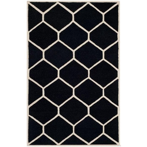 Safavieh Cambridge Hand Tufted Rectangle Rug- Black - Ivory- 4 x 6 ft. - CAM144E-4
