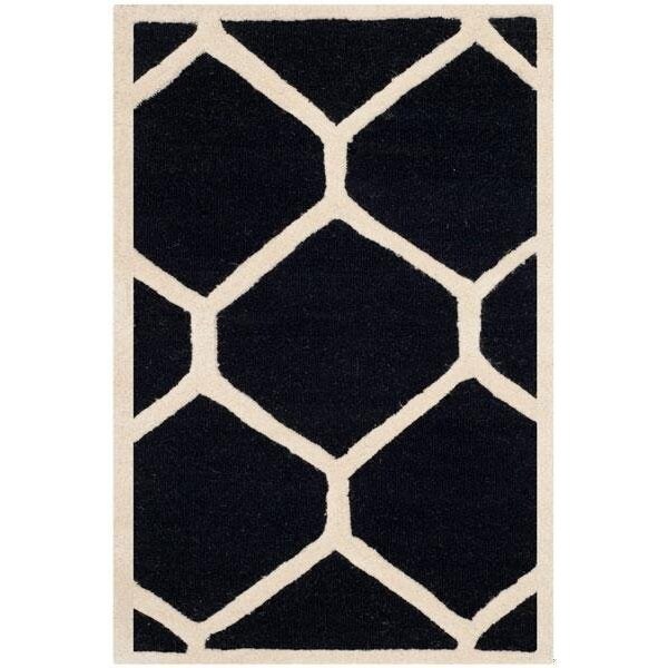 Safavieh Cambridge Hand Tufted Rectangle Rug- Black - Ivory- 4 x 6 ft. - CAM144E-4