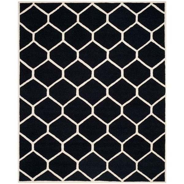 Safavieh Cambridge Hand Tufted Rectangle Rug- Black - Ivory- 4 x 6 ft. - CAM144E-4