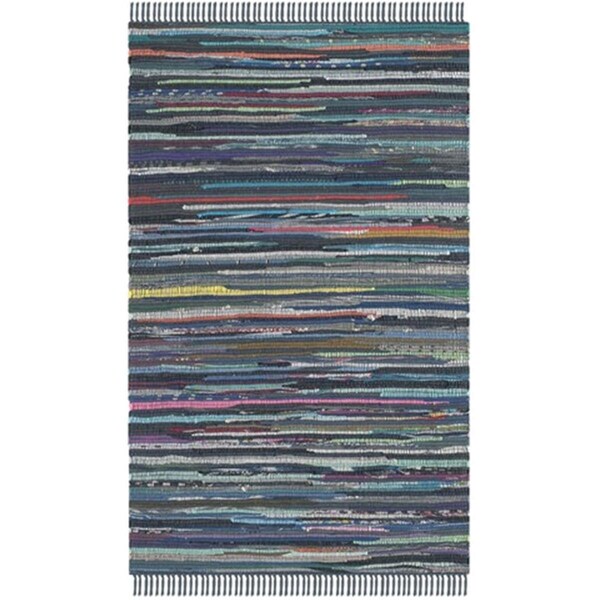 Safavieh Rag Rug Hand Woven Accent Rug- Ink - Multi- 2 x 3 ft. - RAR121C-2