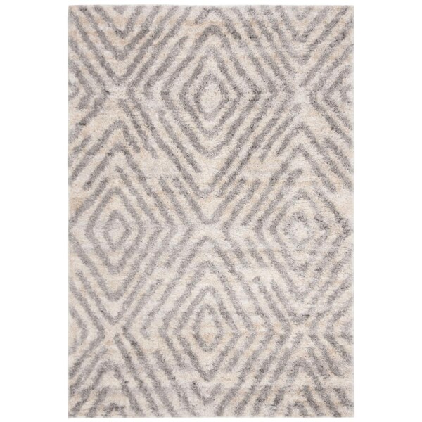 Safavieh 6 x 9 ft. Berber Shag 200 Power Loomed Rectangle Area Rug; Cream & Grey - BER218A-6