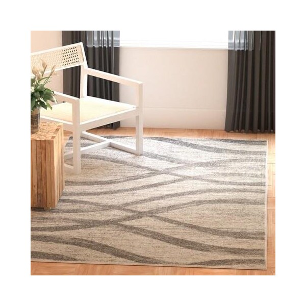 Safavieh Adirondack Power Loomed Square Area Rug, Cream and Grey - 6 x 6 ft. - ADR125C-6SQ