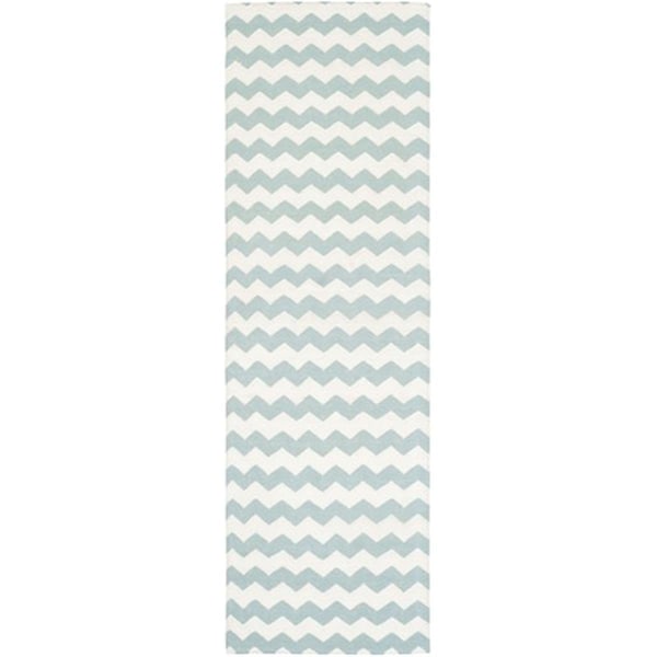 Safavieh Dhurries Hand Woven Flat Weave Rectangle Rug- Ivory - Blue- 2 ft. 6 in. x 8 ft. - DHU644C-28