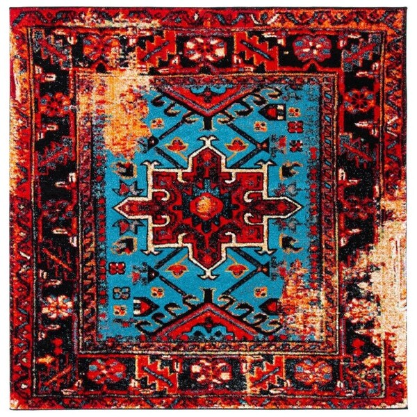 Safavieh 3 x 3 ft. Vintage Hamadan Square Area Rug Red & Light Blue - VTH211Q-3SQ
