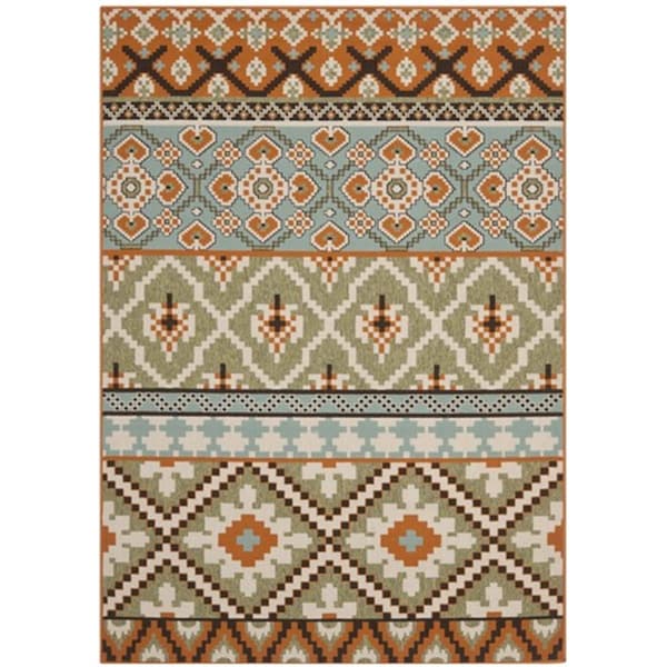 Safavieh Veranda Power Loomed Square Rug- Green - Terracotta- 6 Ft. 7 In. X 6 Ft. 7 In. - VER097-0745-7SQ