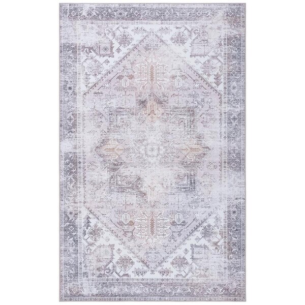 Safavieh 5 x 5 ft. Tucson Traditional Square Power Loomed Rug; Beige & Grey - TSN102B-5SQ