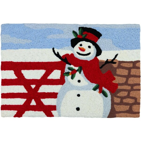 Perspectiva 20 x 30 in. Snowman by the Fence Accent Rug - PE3524777