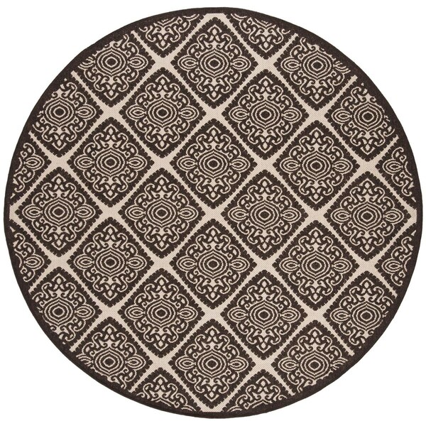 Safavieh 6 ft.-7 in. x 6 ft.-7 in. Round Linden 100 Power Loomed RugNatural & Brown - LND132B-6R