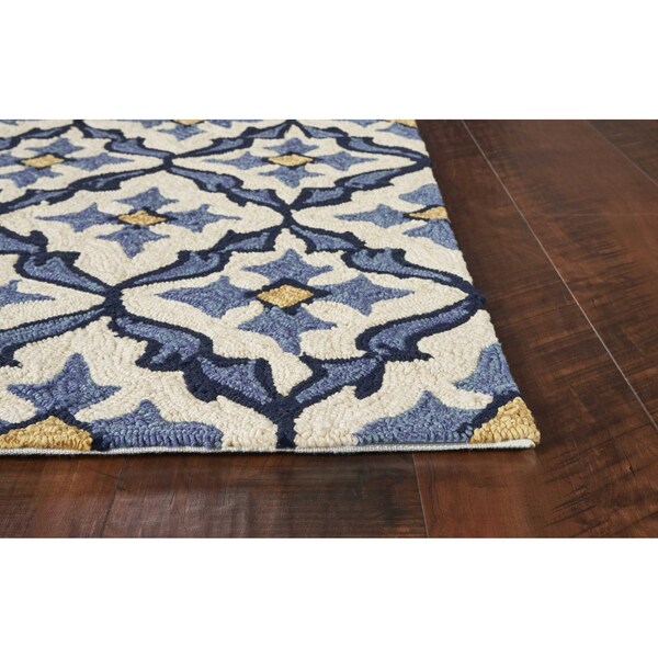 Homeroots 2 ft. x 3 ft. UV-Treated Polypropylene Ivory & Blue Area Rug - 353297