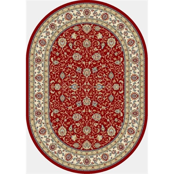 Dynamic Rugs Ancient Garden 5 ft. 3 in. x 7 ft. 7 in. Oval 57120-1464 Rug - Red/Ivory - ANOV69571201464