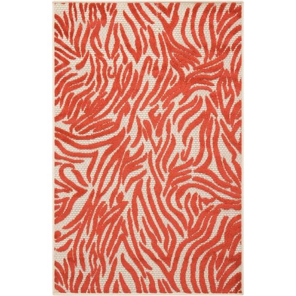 Palacedesigns 3 x 4 ft. Red Zebra Pattern Indoor & Outdoor Area Rug - PA2627839