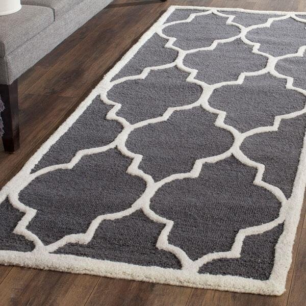 Safavieh Cambridge Hand Tufted Runner Rug- Dark Grey - Ivory- 2 ft. 6 in. x 10 ft. - CAM134X-210