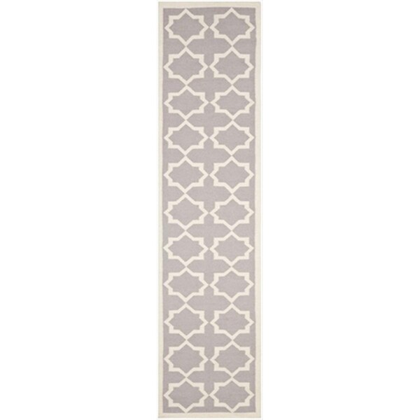 Safavieh 2 Ft. -6 In. X 10 Ft. Runner Contemporary Dhurries- Grey And Ivory- Flatweave Rug - DHU549G-210