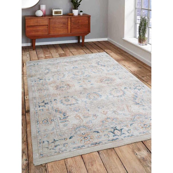 Jensendistributionservices 2 ft. x 3 ft. 10 in. Machine Woven Crossweave Polyester Oriental Rectangle Area Rug, Ivory - MI1552451