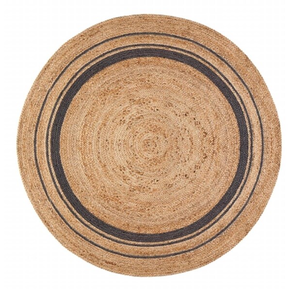 Work-Of-Art 4 ft. Round Kerala Mist Jute Hand Braided Rug - Tan, Gold & Blue - WO2521498