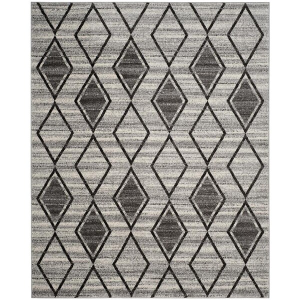 Flowers First 9 x 12 ft. Tunisia Power Loomed Area Rug, Grey & Black - Large Rectangle - FL2149494