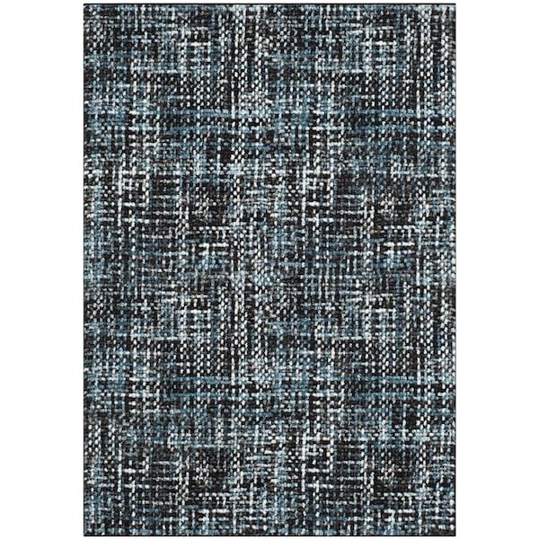 Flowers First 6 ft. 7 in. x 9 ft. Porcello Power Loomed Area Rug, Charcoal & Blue - Medium Rectangle - FL1860179