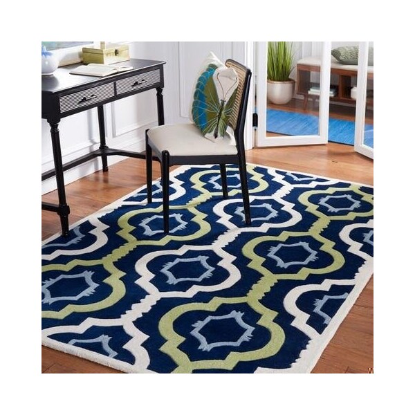 Safavieh Chatham Hand Tufted Rectangle Rug- Dark Blue - Multi- 2 ft. 3 in. x 11 ft. - CHT747C-211