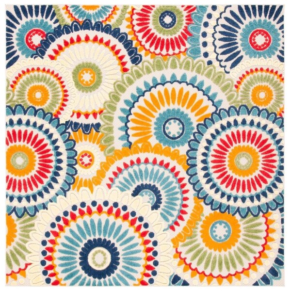 Safavieh 8 x 8 ft. Cabana 382M Power Loomed Square Area Rug Blue & Ivory - CBN382M-8SQ