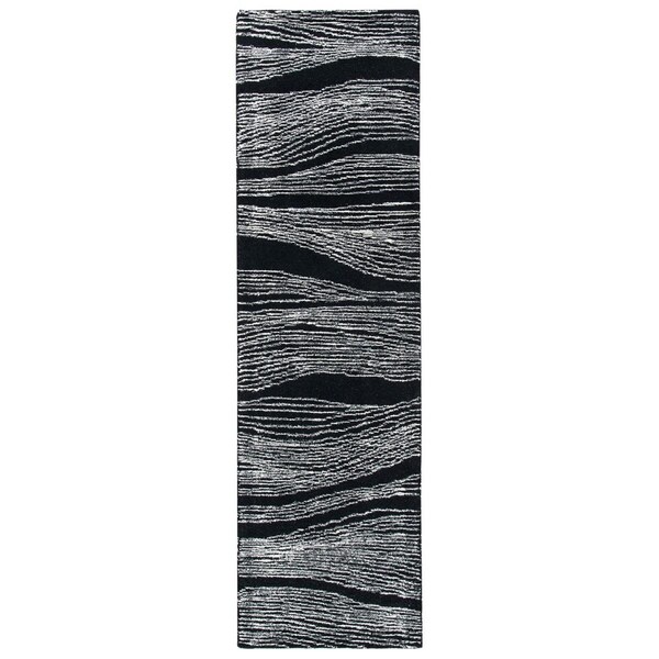 Safavieh 2 ft. 3 in. x 8 ft. Metro Hand Tufted Runner Area Rug, Black & Ivory - MET995Z-28