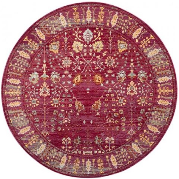Safavieh 6 ft.7 in. x 6 ft.7 in. Valencia Power Loomed Round Area Rug Fuchsia & Multicolor - VAL108P-7R