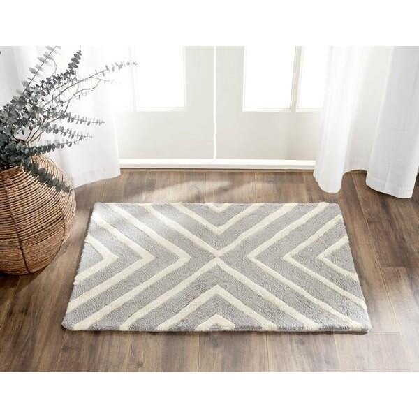 Safavieh Cambridge Hand Tufted Large Rectangle Rug- Silver - Ivory- 8 x 10 ft. - CAM129D-8