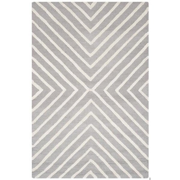 Safavieh Cambridge Hand Tufted Large Rectangle Rug- Silver - Ivory- 8 x 10 ft. - CAM129D-8