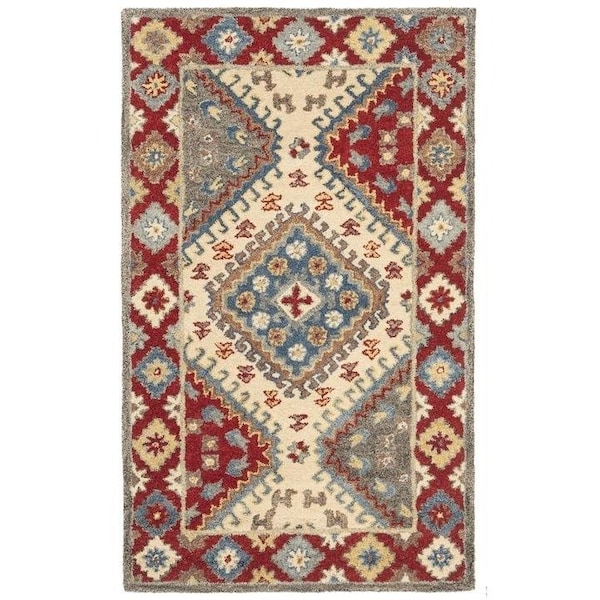Safavieh Antiquity Global Rectangle Hand Tufted RugsRed & Ivory 2 x 3 ft. - AT507Q-2