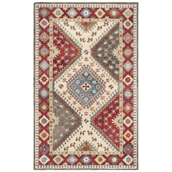 Safavieh Antiquity Global Rectangle Hand Tufted RugsRed & Ivory 2 x 3 ft. - AT507Q-2