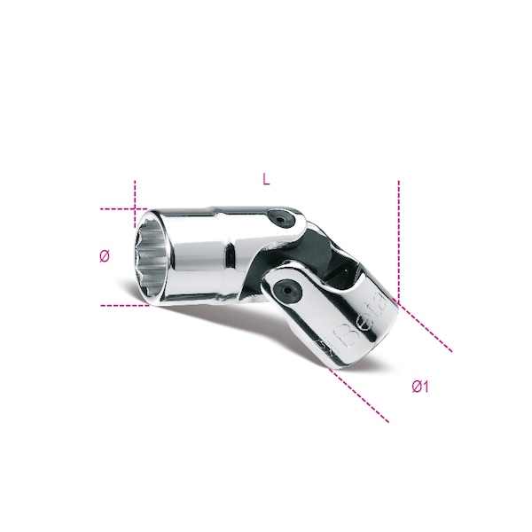 Beta 910B 3/8 in Drive 12-Point Swivel End Hand Socket, Metric 17mm - 009100237