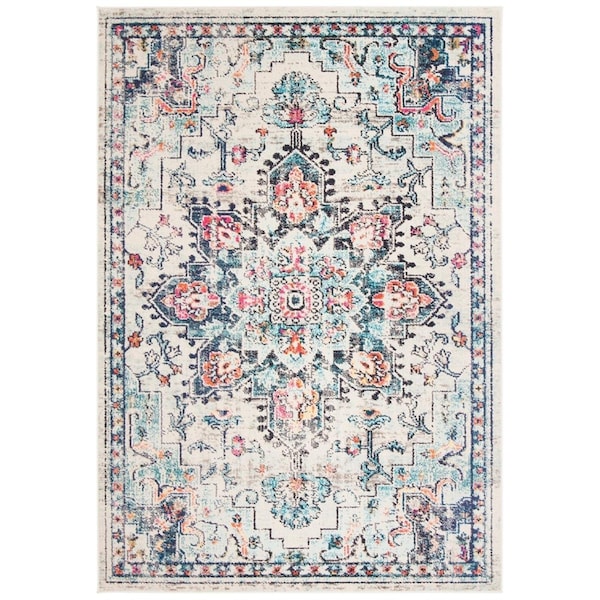 Safavieh 8 x 10 ft. Madison 400 Power Loomed Rectangle Area Rug Cream & Blue - MAD473B-8