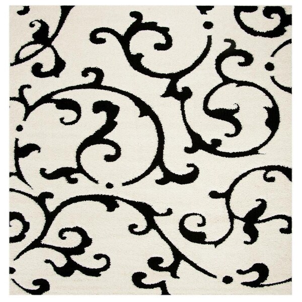 Safavieh 6 ft.-7 in. x 6 ft.-7 in. Shag Power Loomed Square Area Rug; Ivory & Black - SG476-1290-7SQ