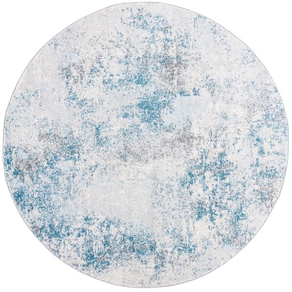 Safavieh 3 x 3 ft. Tulum Power Loomed Round Rug; Ivory & Blue - TUL209A-3R