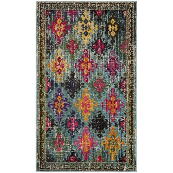 Safavieh 3 x 5 ft. Monaco Power Loomed Rug, Small Rectangle - Blue and Multi Color - MNC244N-3