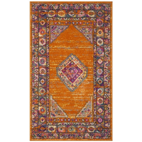 Safavieh 4 x 6 ft. Madison Power Loomed Medium Rectangle Area Rug, Orange and Fuchsia - MAD133D-4