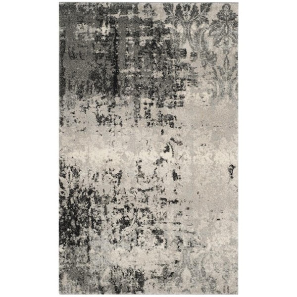 Safavieh 5 x 8 ft. Rectangle Retro Power Loomed RugLight Grey & Grey - RET2139-7980-5