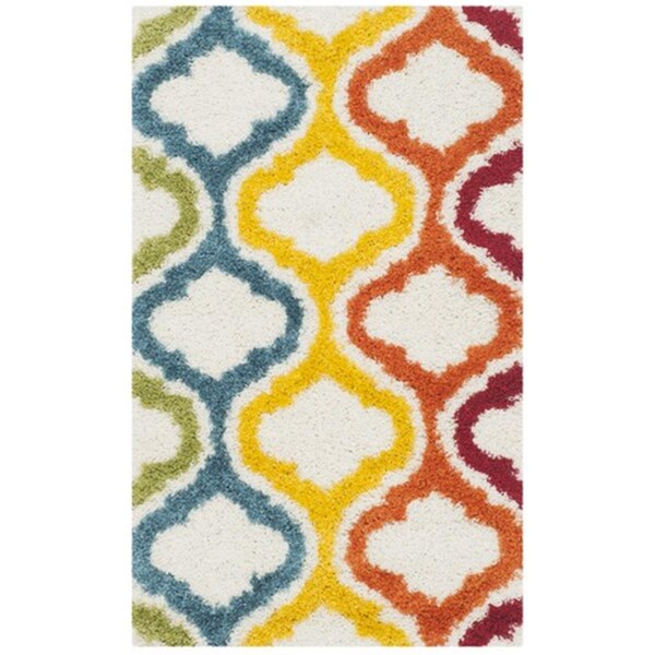 Safavieh Kids Shag Power Loomed Rectangle Rug- Ivory - Multi- 4 x 6 ft. - SGK561A-4