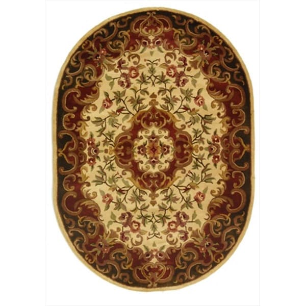 Safavieh 4 Ft. - 6 In. x 6 Ft. - 6 In. Oval- Traditional Classic Ivory And Green Hand Tufted Rug - CL234C-5OV